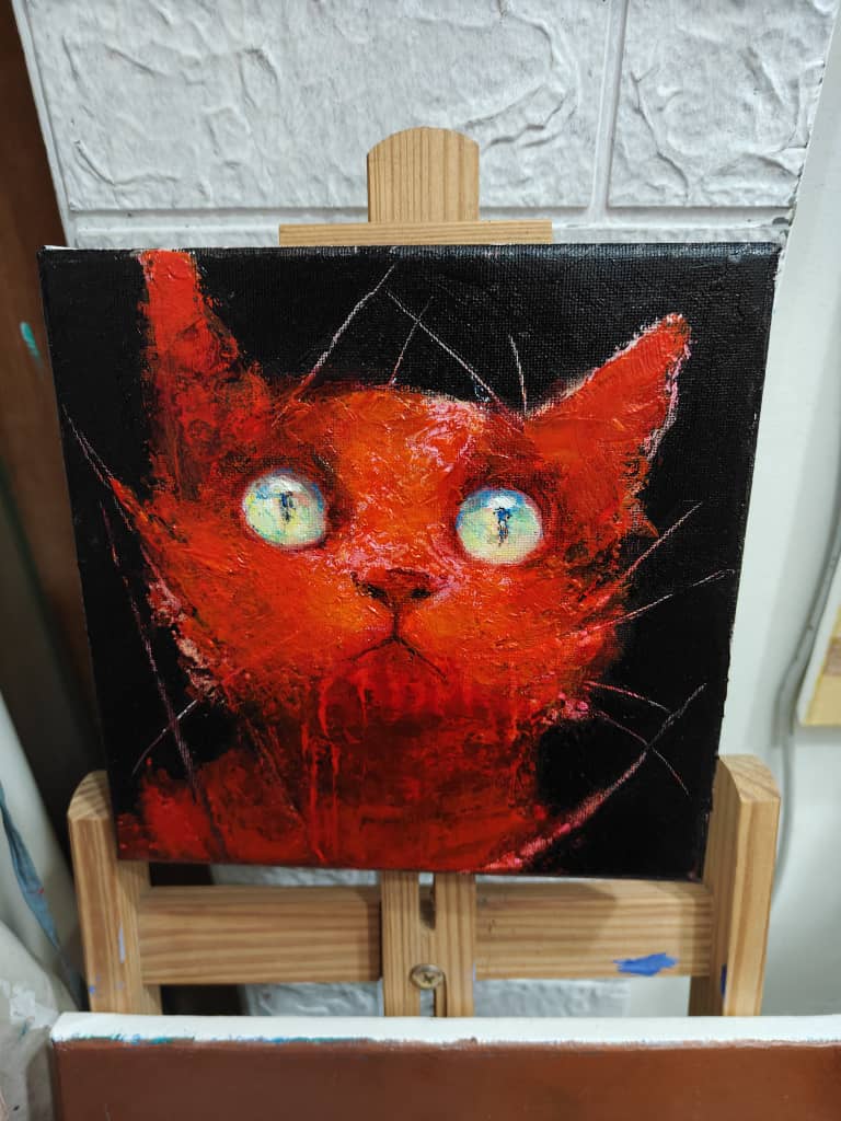 A portrait of a cat in an expressionist style