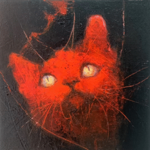 A portrait of a cat in an expressionist style