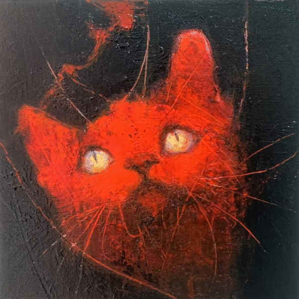 A portrait of a cat in an expressionist style