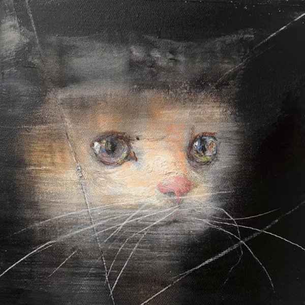 A portrait of a tabby cat in a modern expressionist style