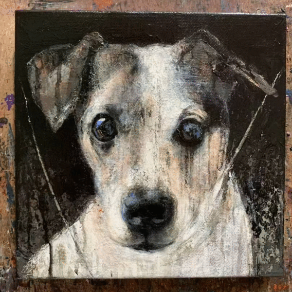 A portrait of a dog in an expressionist style