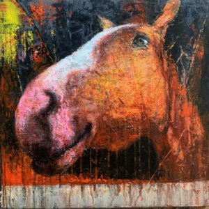 A portrait of a horse in an expressionist style