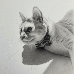 A hyper-realistic oil painting of a kitten looking out a window